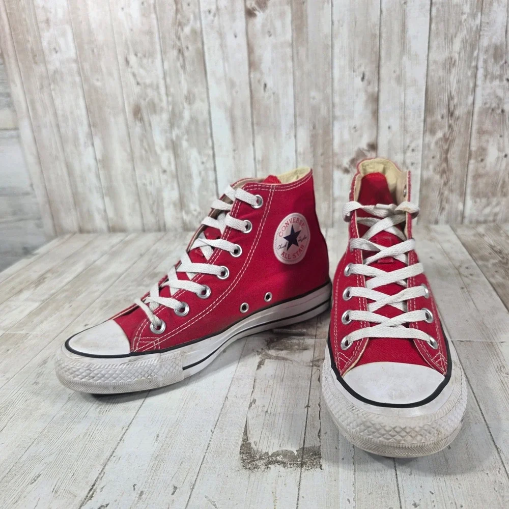 Converse Chuck Taylor All Star High Top Red Canvas Sneakers Womens 7 Mens 5 - Picture 7 of 8